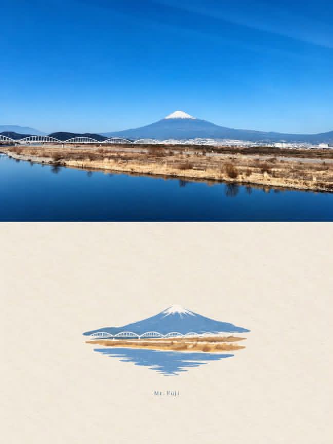 Mount Fuji Watercolor Style Transformation