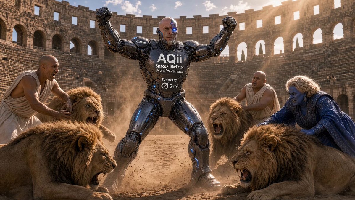 Victorious Cyborg Gladiator Scene
