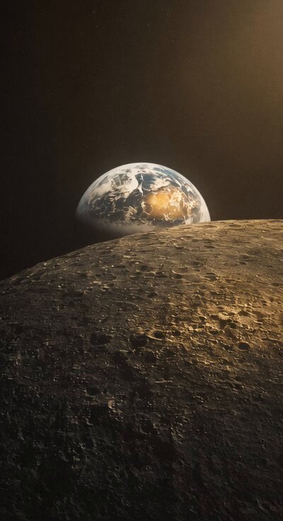 Grok Imagine Prompt: Earthrise Behind the Moon