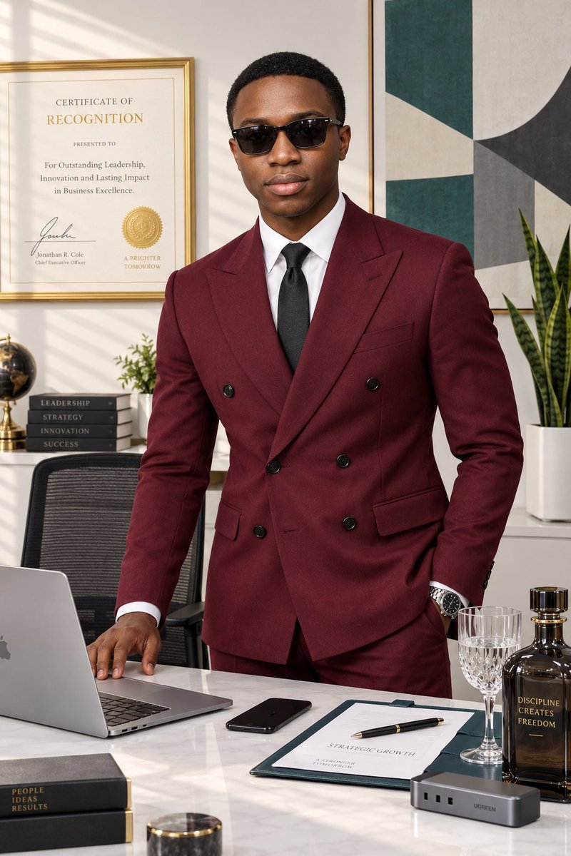 Executive Portrait in Burgundy Suit