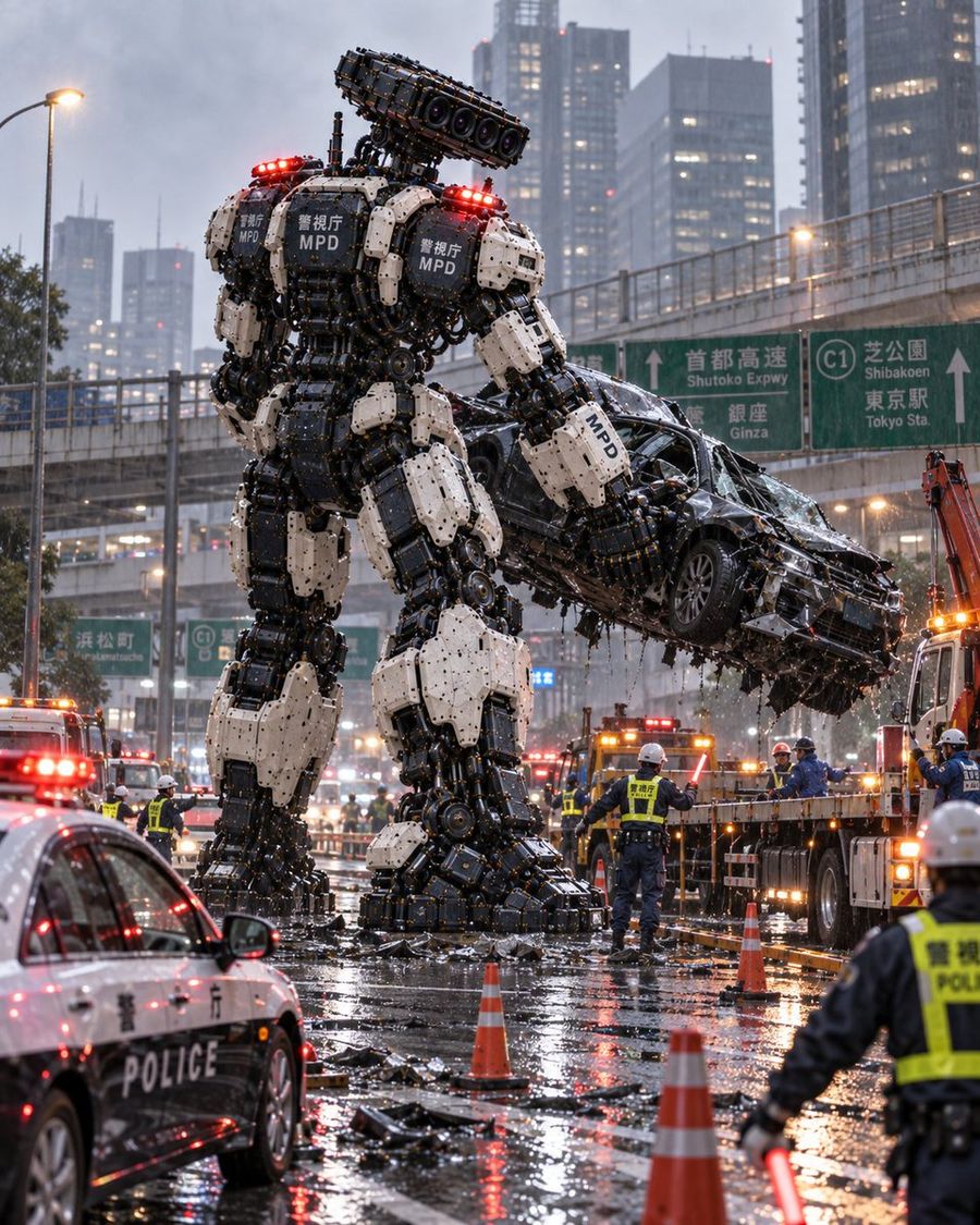 Giant MPD Robot Clearing Debris