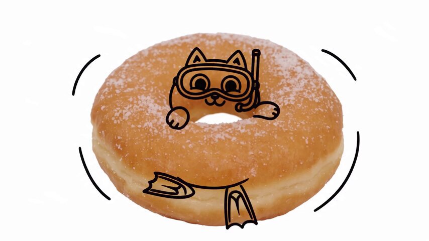 Happy Snorkeling Cat Eating Donut