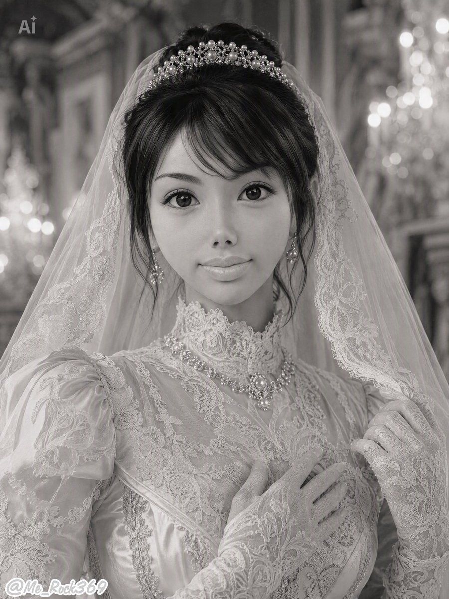Victorian B&W Bridal Portrait