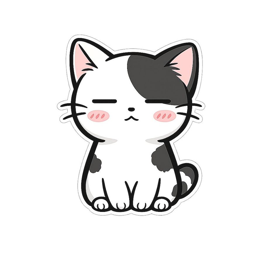 Cute Closed-Eyes Cat Sticker