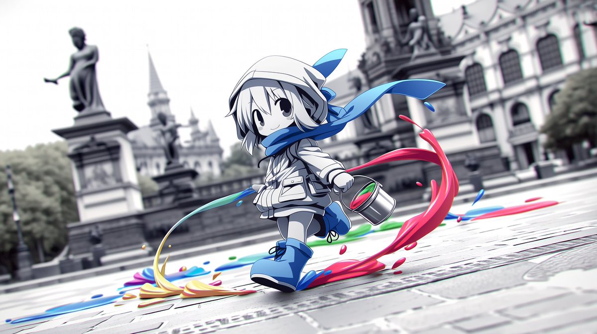 Chibi Painter on Monochrome Square