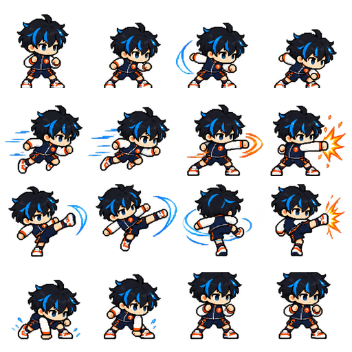Chibi Pixel Battle Sprite Sheet