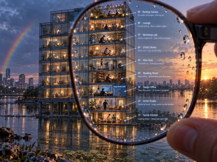 Architectural Section Under Magnifying Glass