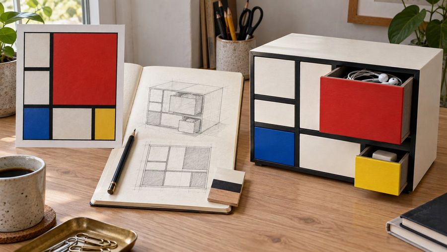Mondrian Style Storage Cabinet Design