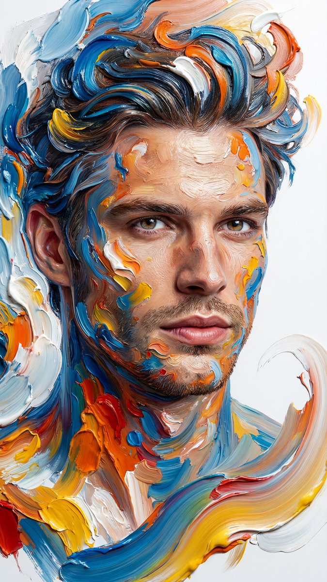 Hyper-realistic Abstract Oil Painting Portrait