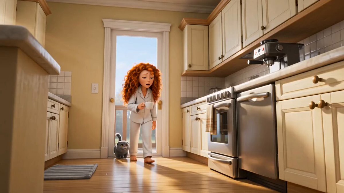 Cute Cat Kitchen Disaster Cartoon Prompt
