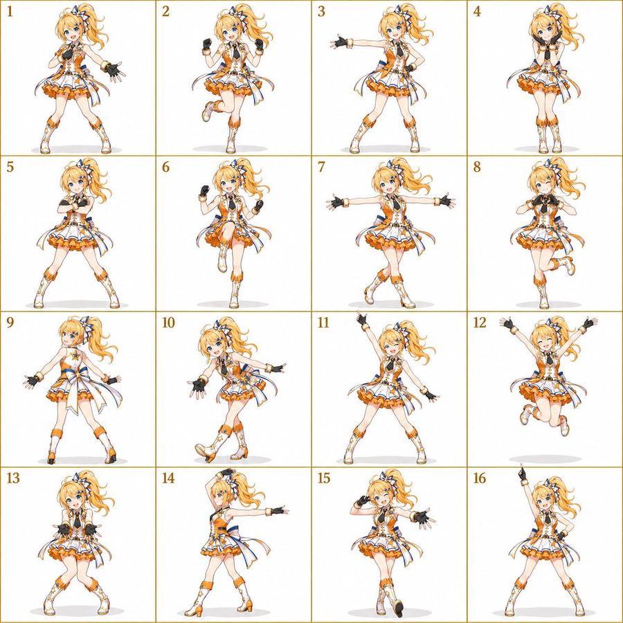 4x4 Dance Pose Sheet