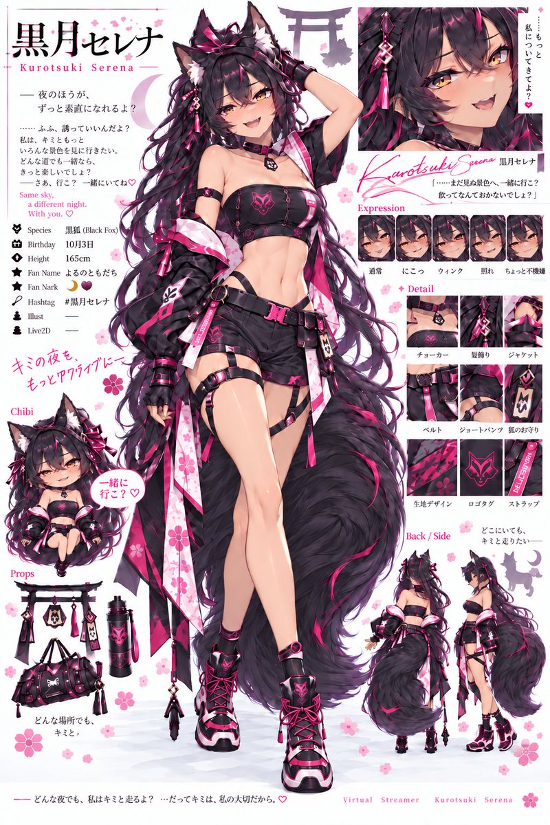 Dark-Skinned Shadow Fox Girl Character