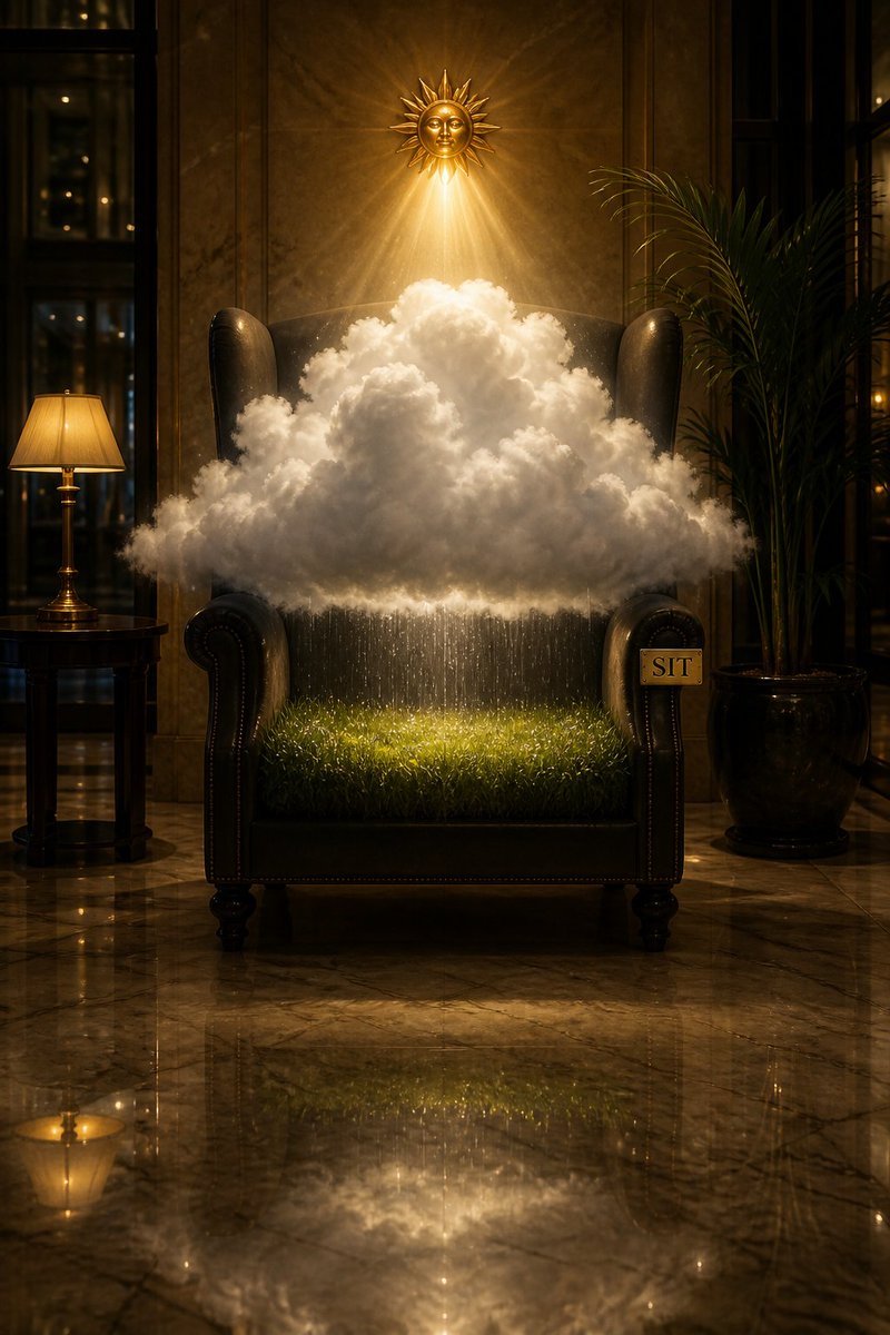 Surreal Weather Landscape in Hotel Lobby