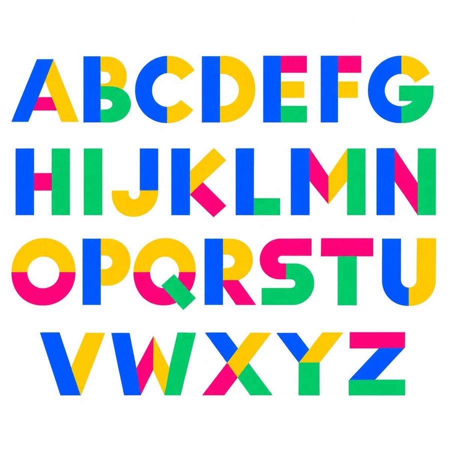 Geometric Colorful Alphabet Font