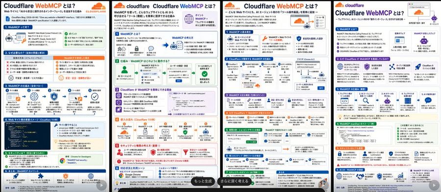 Four Cloudflare WebMCP Infographic Posters