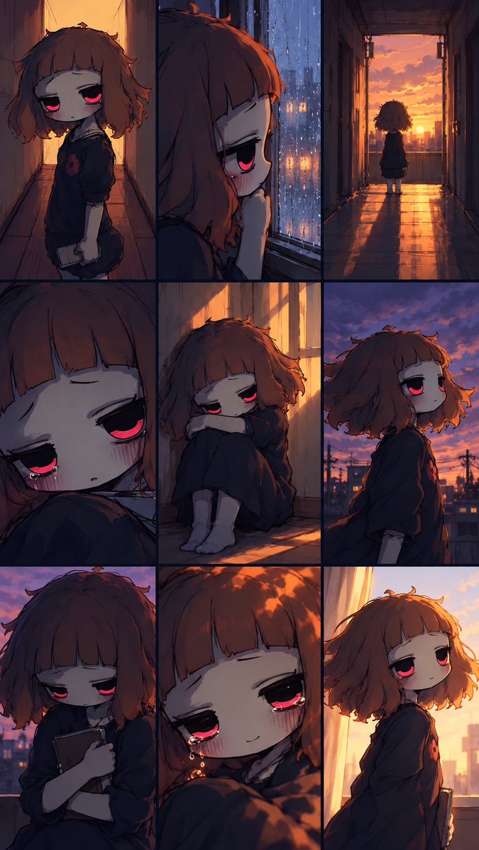 Melancholy Chibi Girl Collage