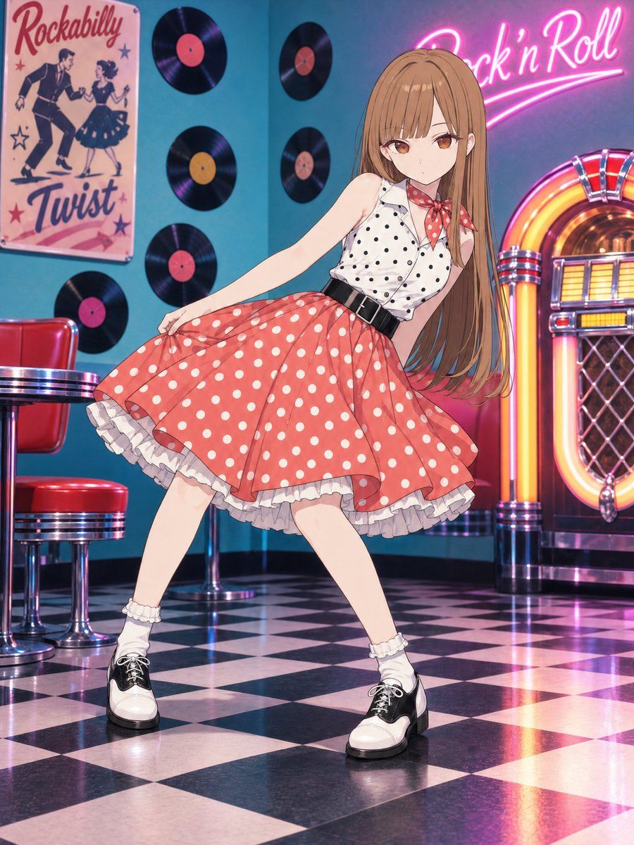 Anime Rockabilly Diner Girl
