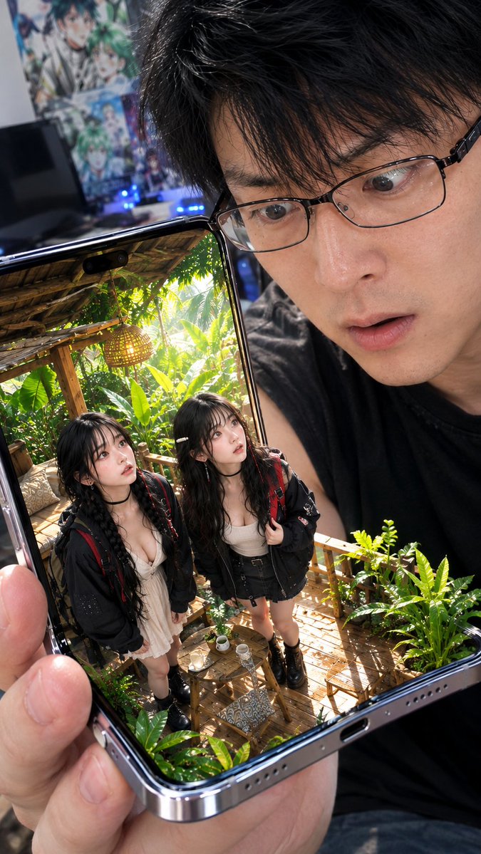 Man Shocked by AR Anime Girls