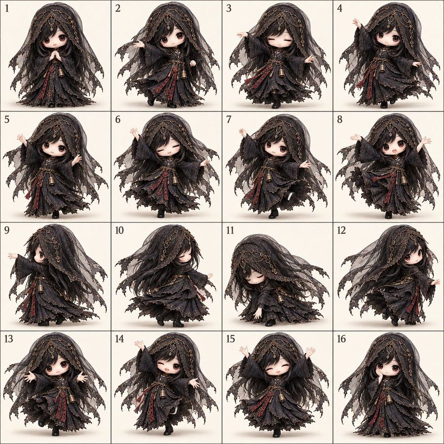 Gothic Chibi Doll Action Sequence