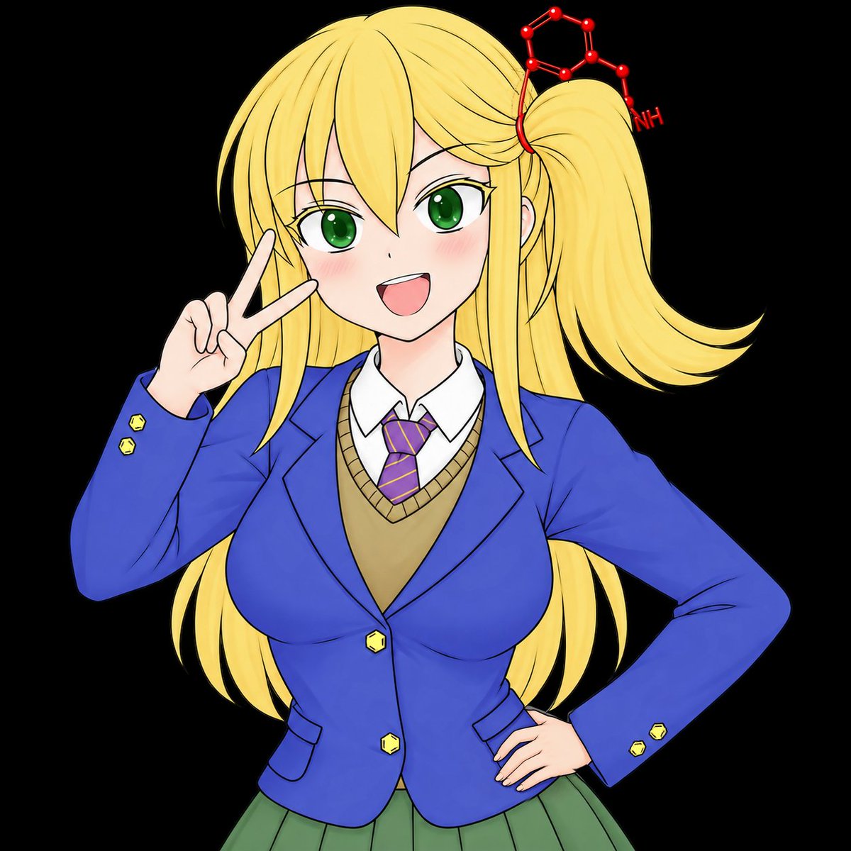 Anime Schoolgirl with Molecular Hairpin