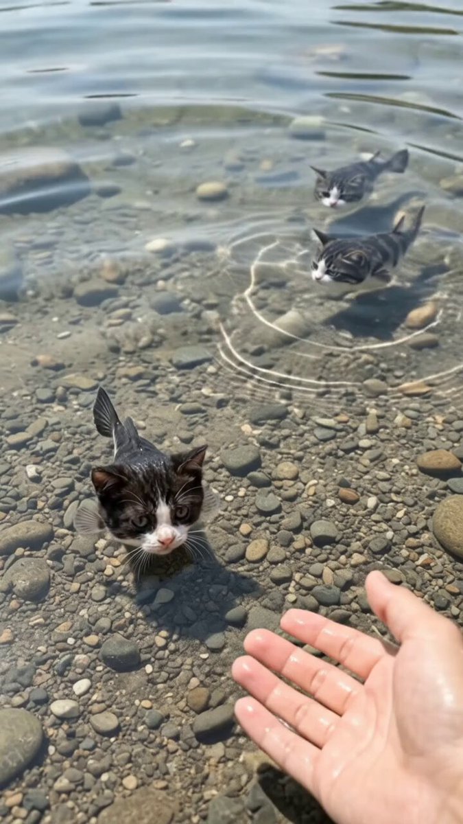 Realistic Cat-Faced Fish Interaction