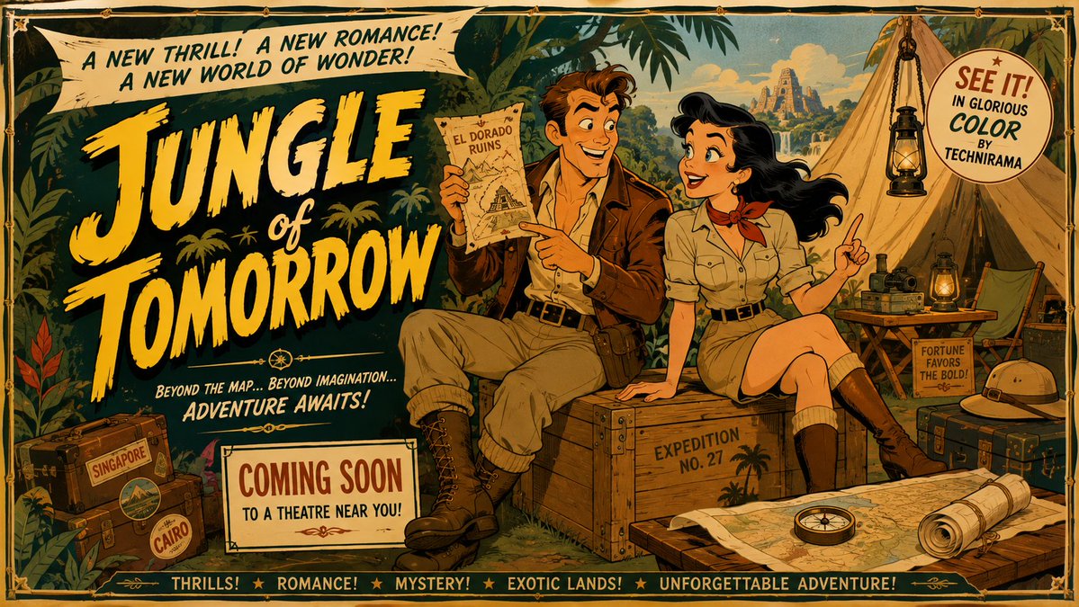 Mid-Century Theatrical Cartoon Banner