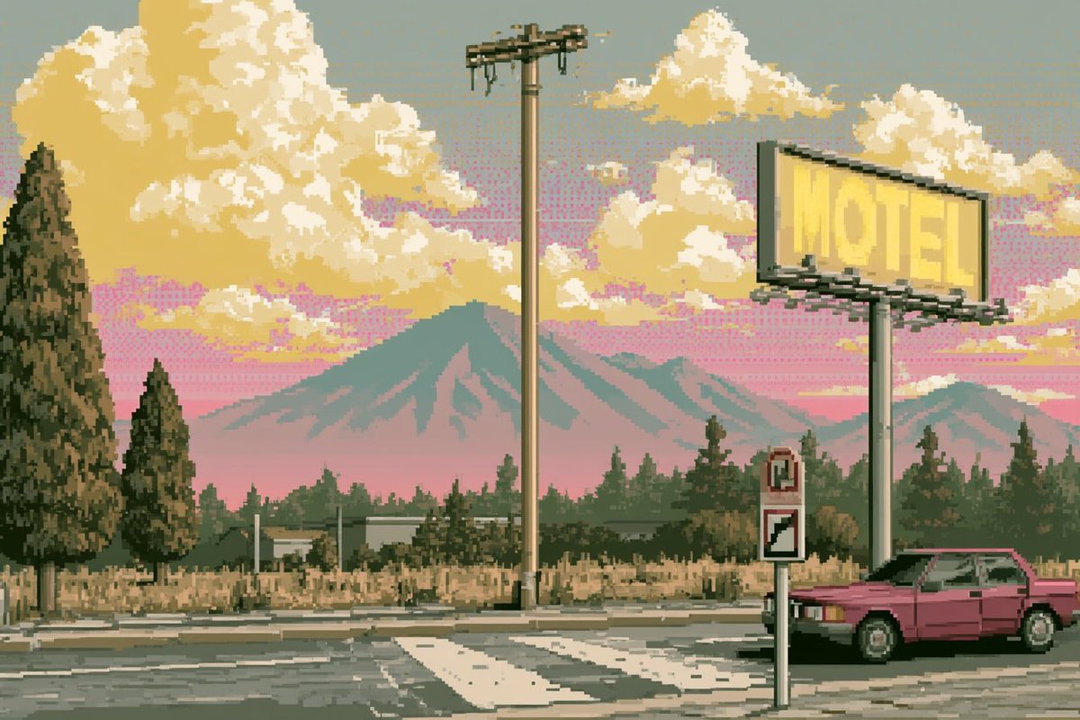 Pixel Art Retro Roadside Motel
