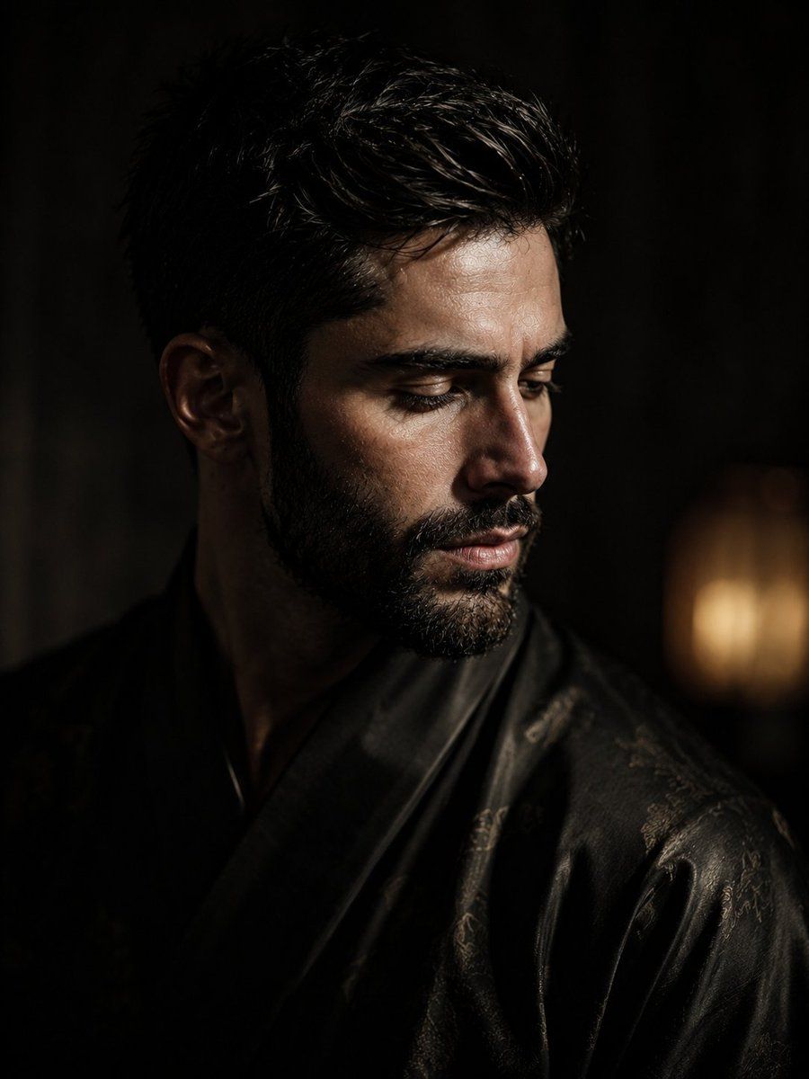 Chiaroscuro Silk Robe Portrait