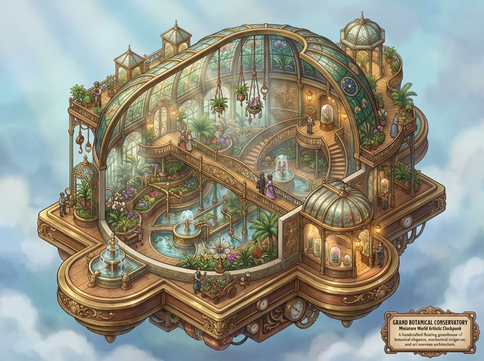 Clockpunk Miniature Botanical Greenhouse