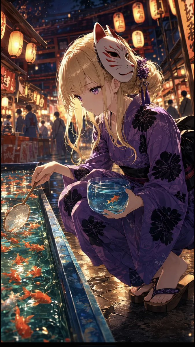 Anime Girl at Goldfish Stall
