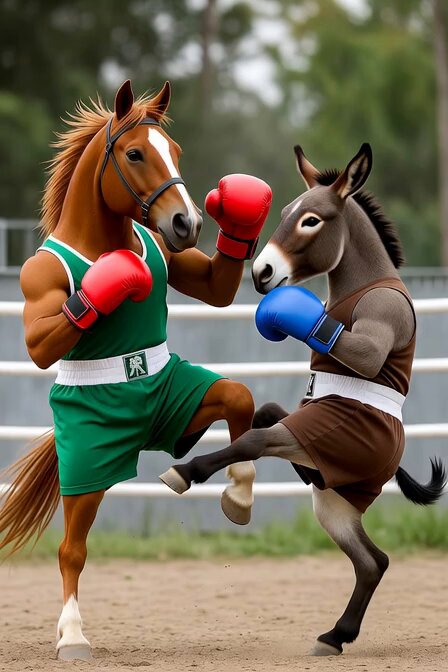 Horse vs Donkey Boxing Duel