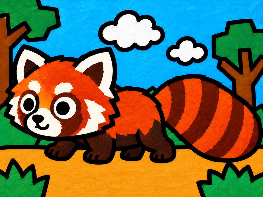 Cute Red Panda Children's Illustration