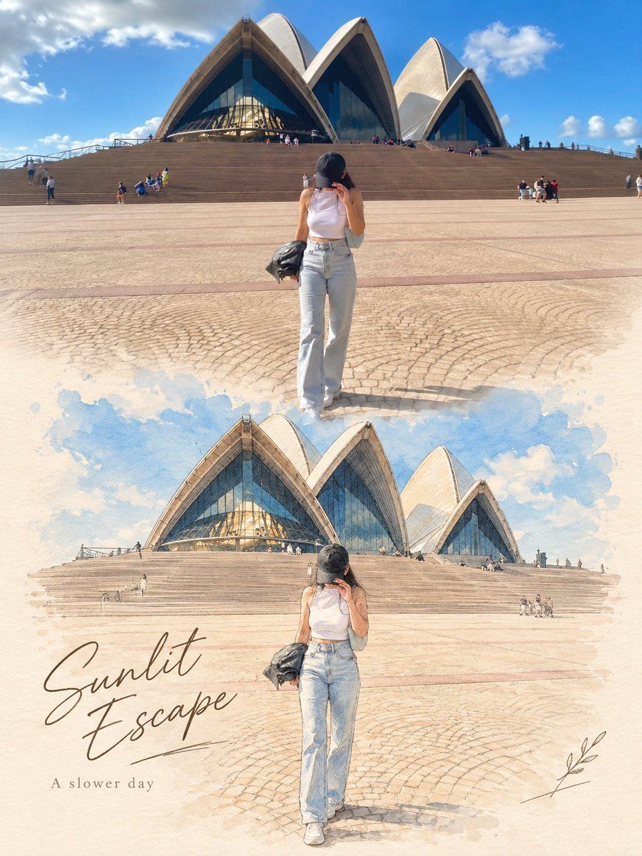 Photo to Watercolor Illustration Split Effect