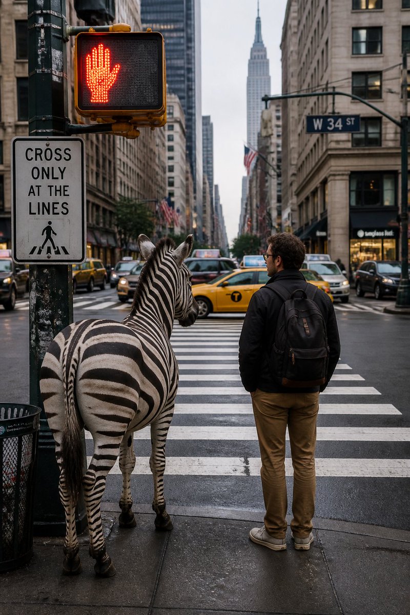 Zebra on a City Crosswalk
