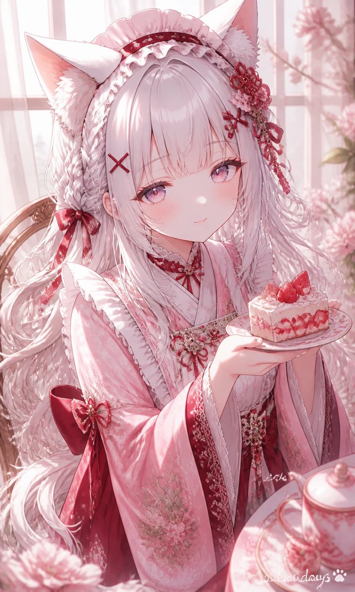 Fox-Eared Kimono Tea Party Girl