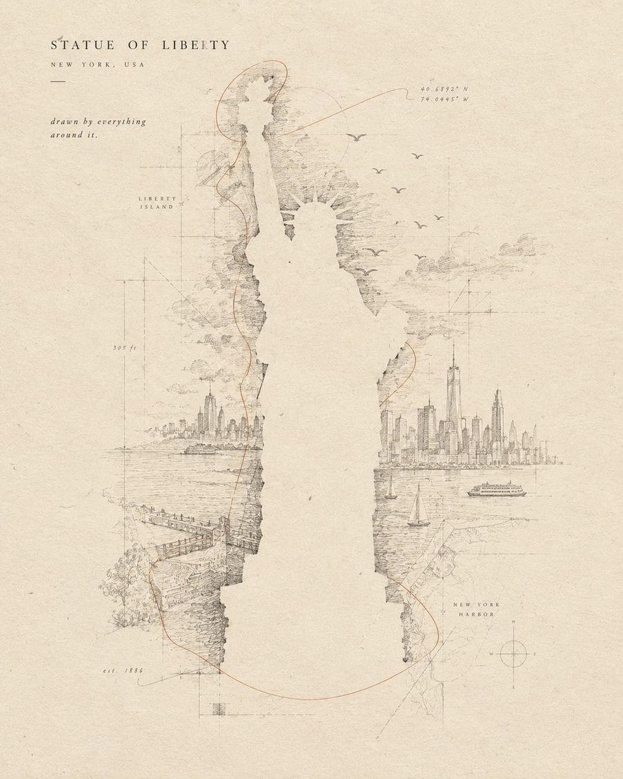 Negative Space Landmark Poster