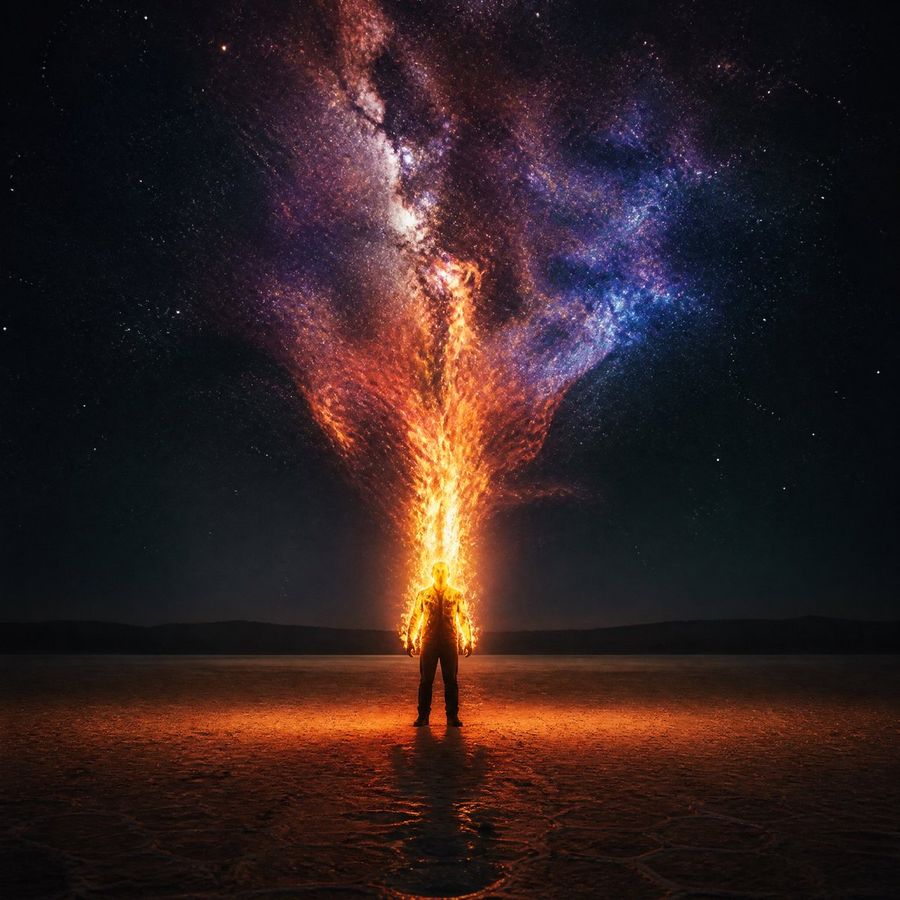 Surreal Cosmic Desert Burning Man