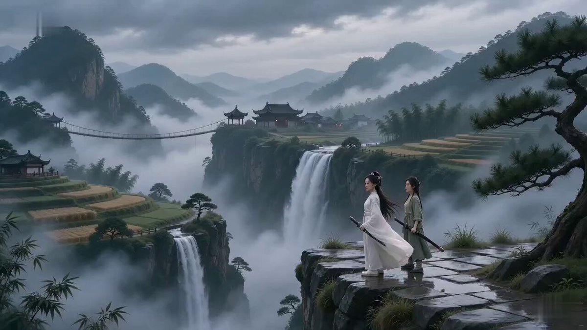 Cinematic Wuxia Suspense Scene Prompt