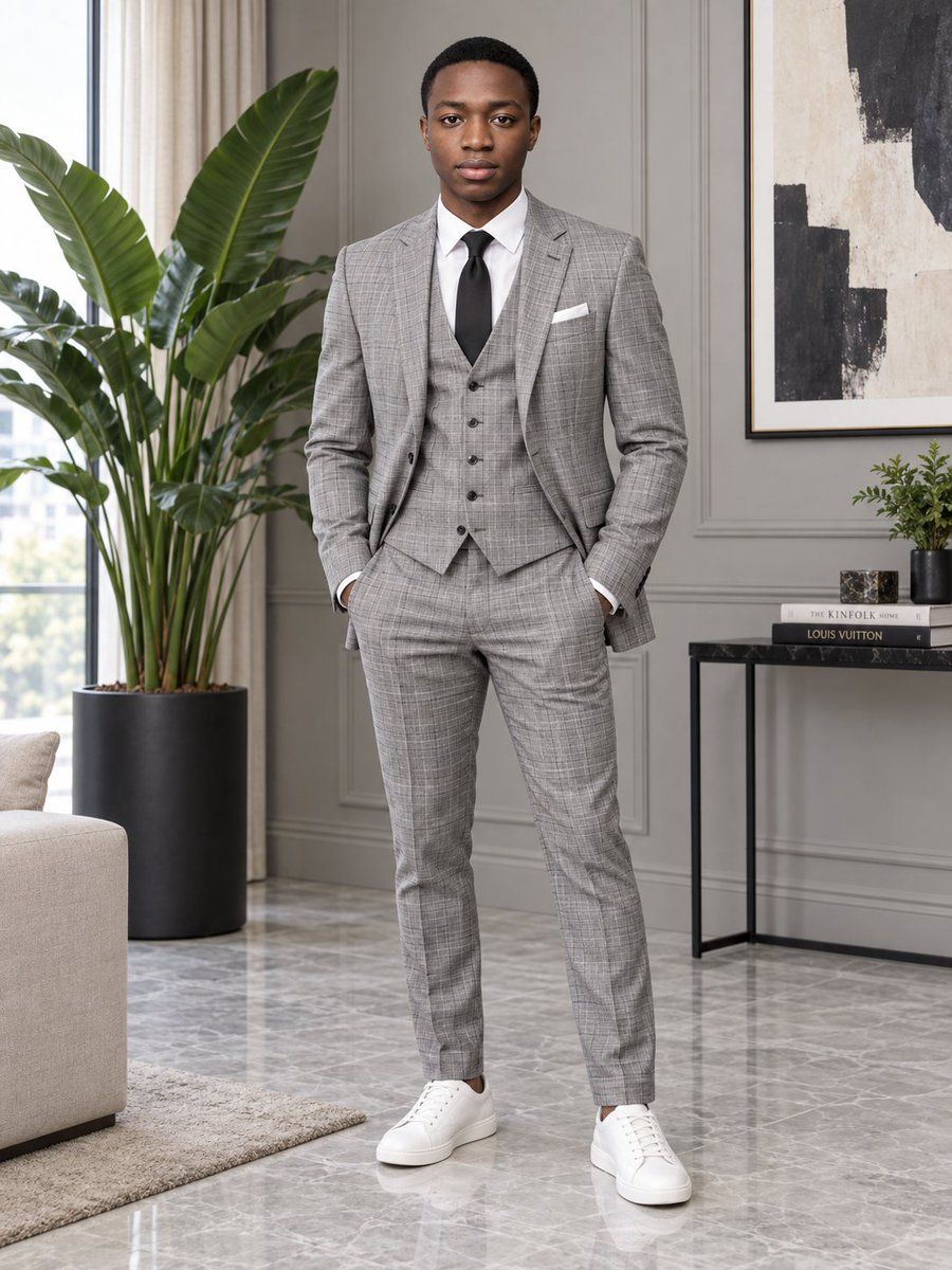 Formal Plaid Suit Fashion Portrait