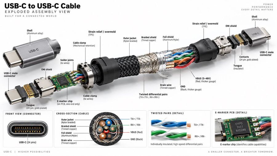 USB-C Cable Exploded View Infographic
