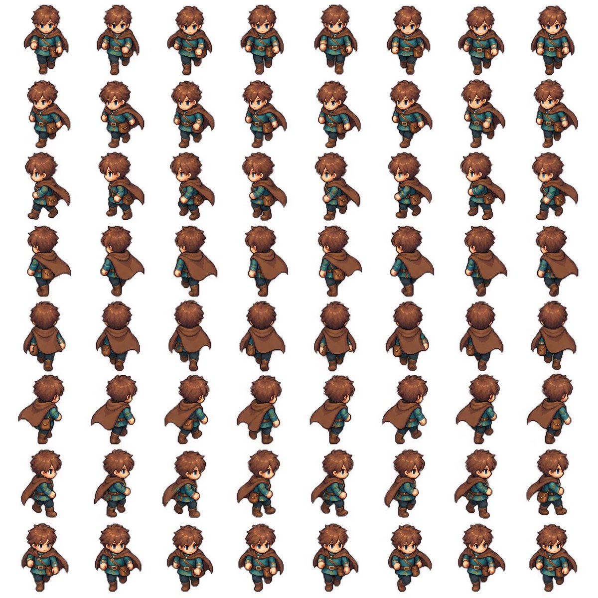 8-Direction RPG Hero Sprite Sheet