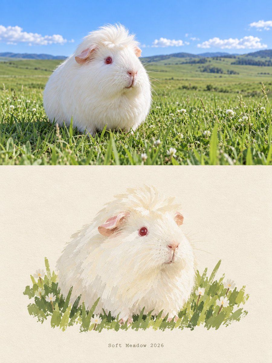 Guinea Pig Photo to Watercolor Art