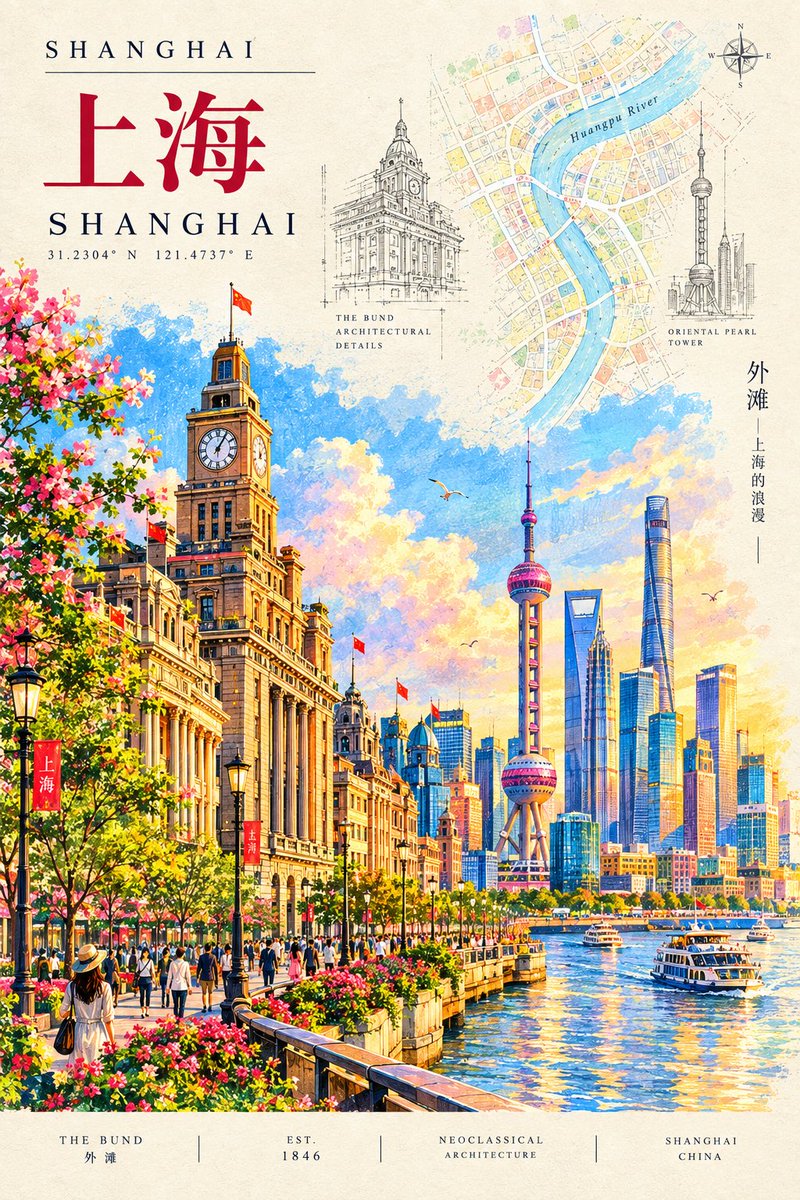 Vintage Colorful Architecture Poster