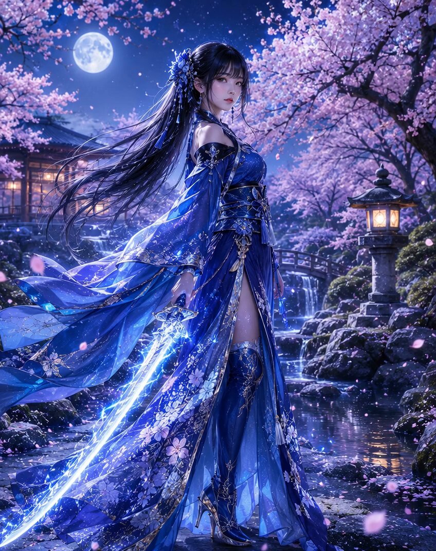 Cherry Blossom Kimono Sword Dance