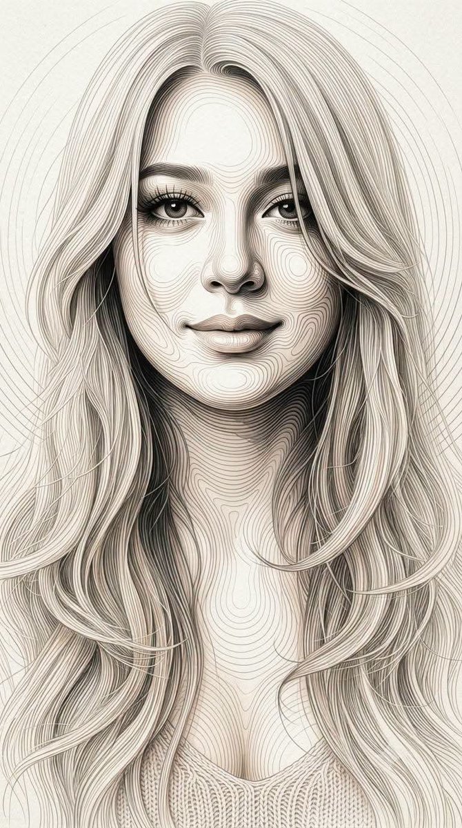 Topographic Contour Line Portrait