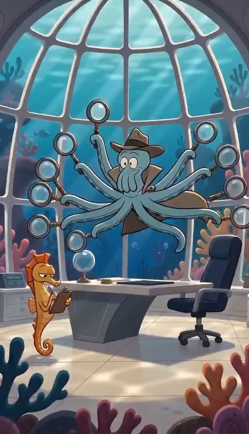 French Comic Style: Octopus Detective Mystery