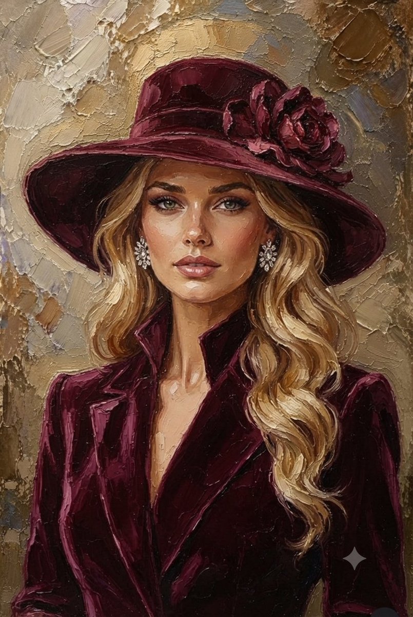 Impasto Oil Painting Blonde Portrait