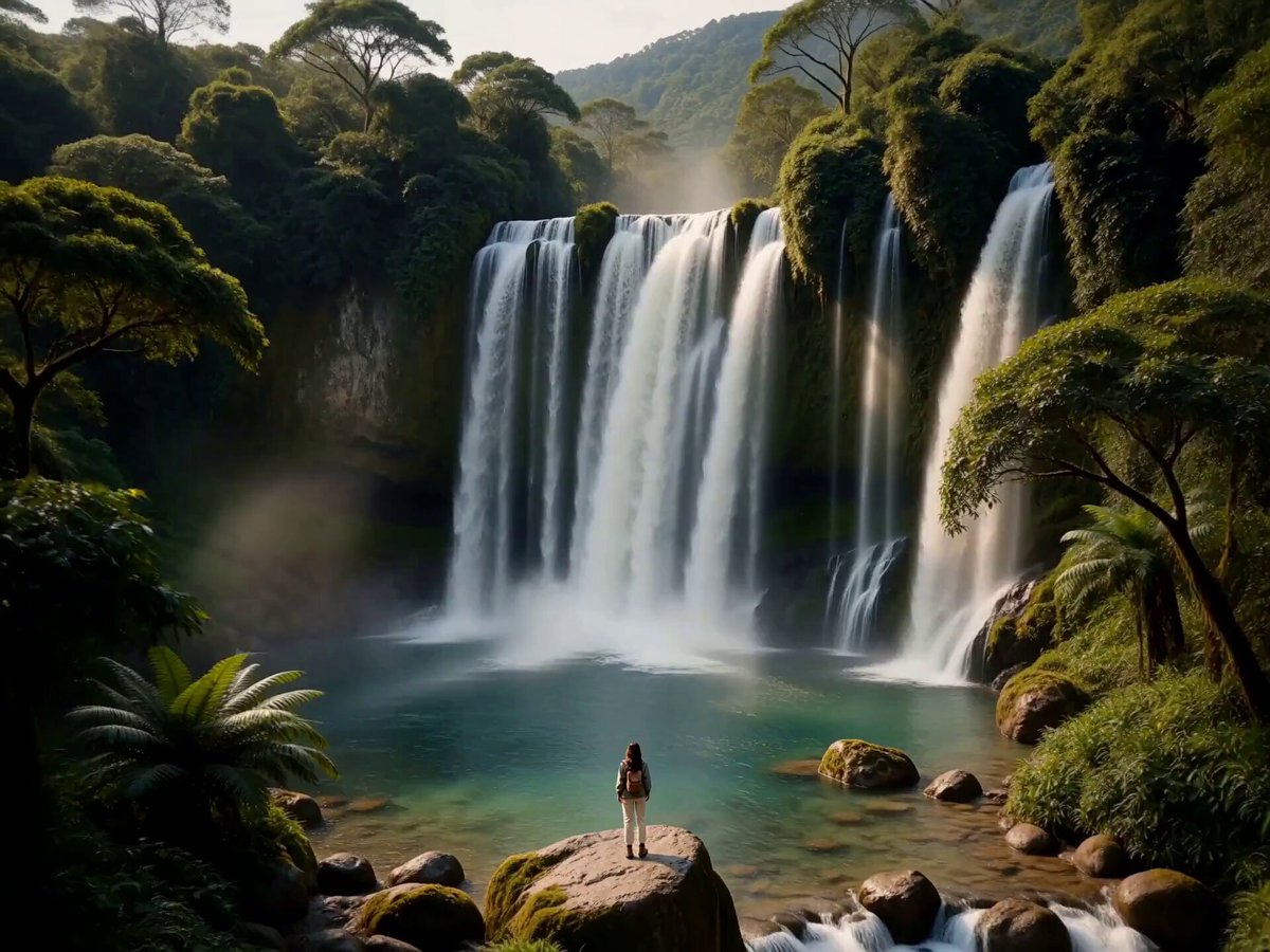 Tropical Waterfall Adventure Prompt