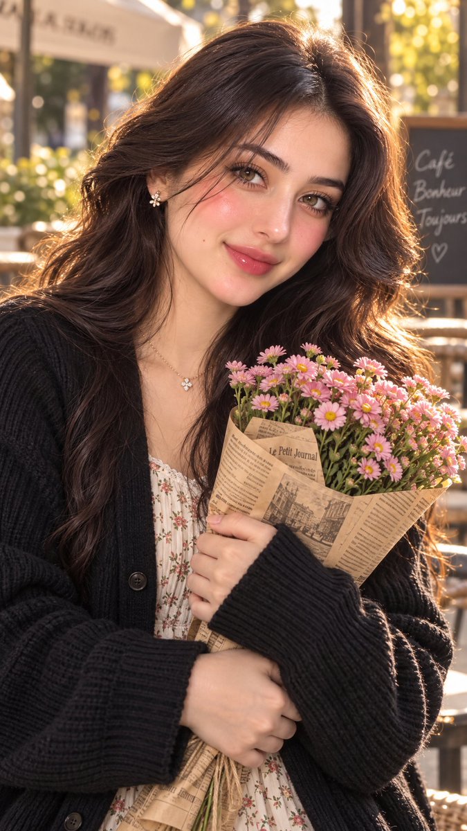 East Asian Woman and Floral Portrait