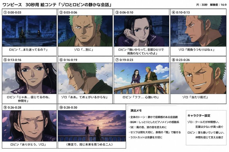 Zoro and Robin Anime Storyboard